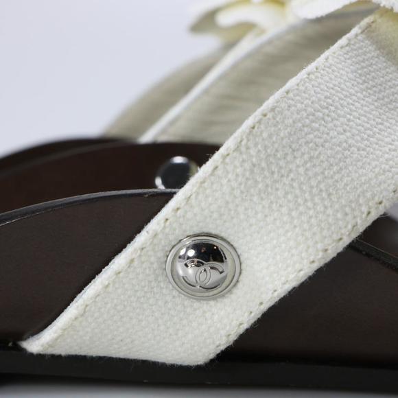 Fabric White Classic Camelia Flower Logo Thong Sandals Flip Flops B722 - Picture 12 of 12